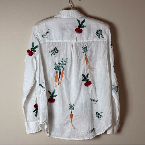 Maeve Rare Veggie Embroidered Button Down Shirt Size 2 - Picture 10 of 13
